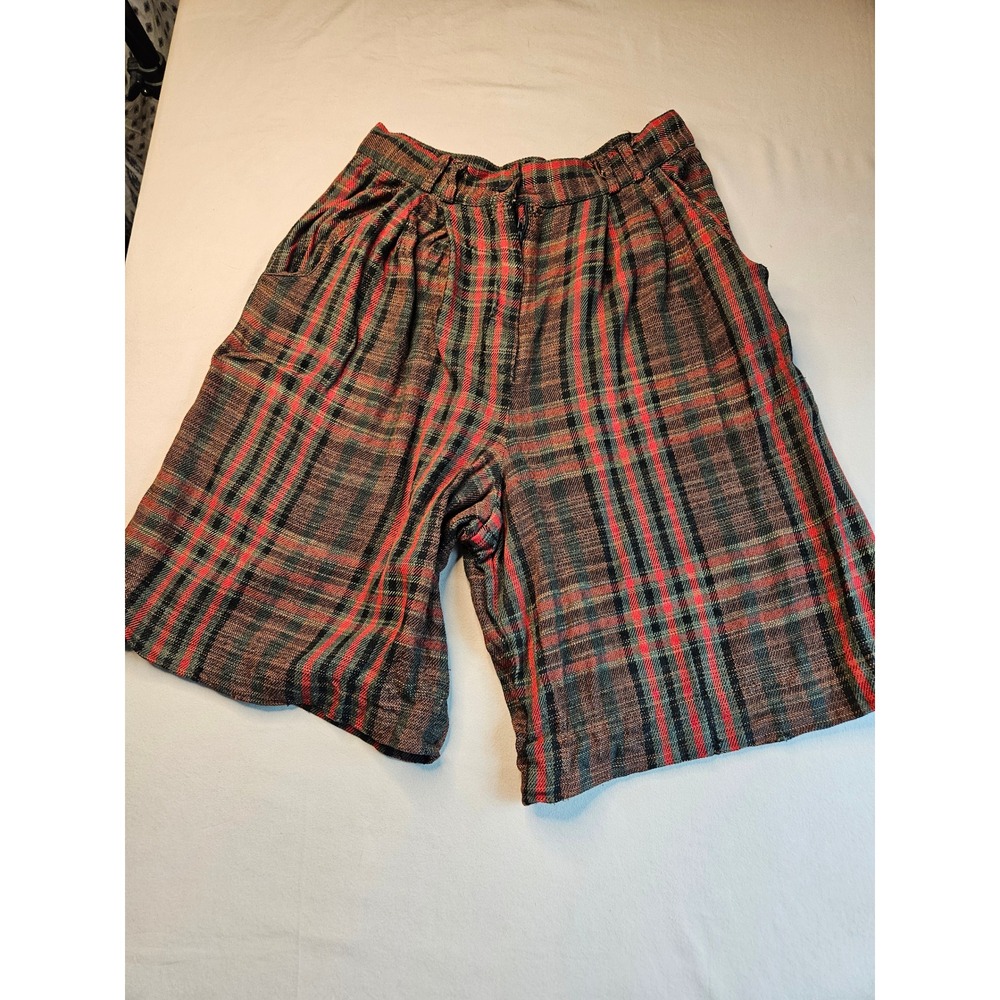 Howard Wolf Plaid Culottes Shorts Vintage High Waist‎ Red Black Gray